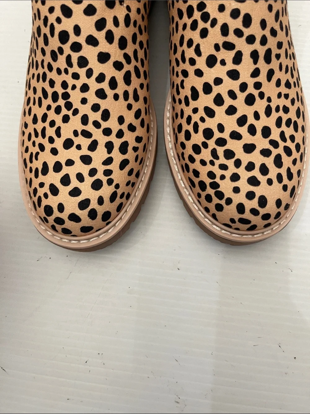 Dolce Vita Leopard Print Chelsea Boot in Tan and Black with Red Pull Tab Women’